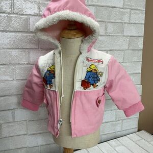 Vintage Pink Hooded Jacket with Paddington Bear Design